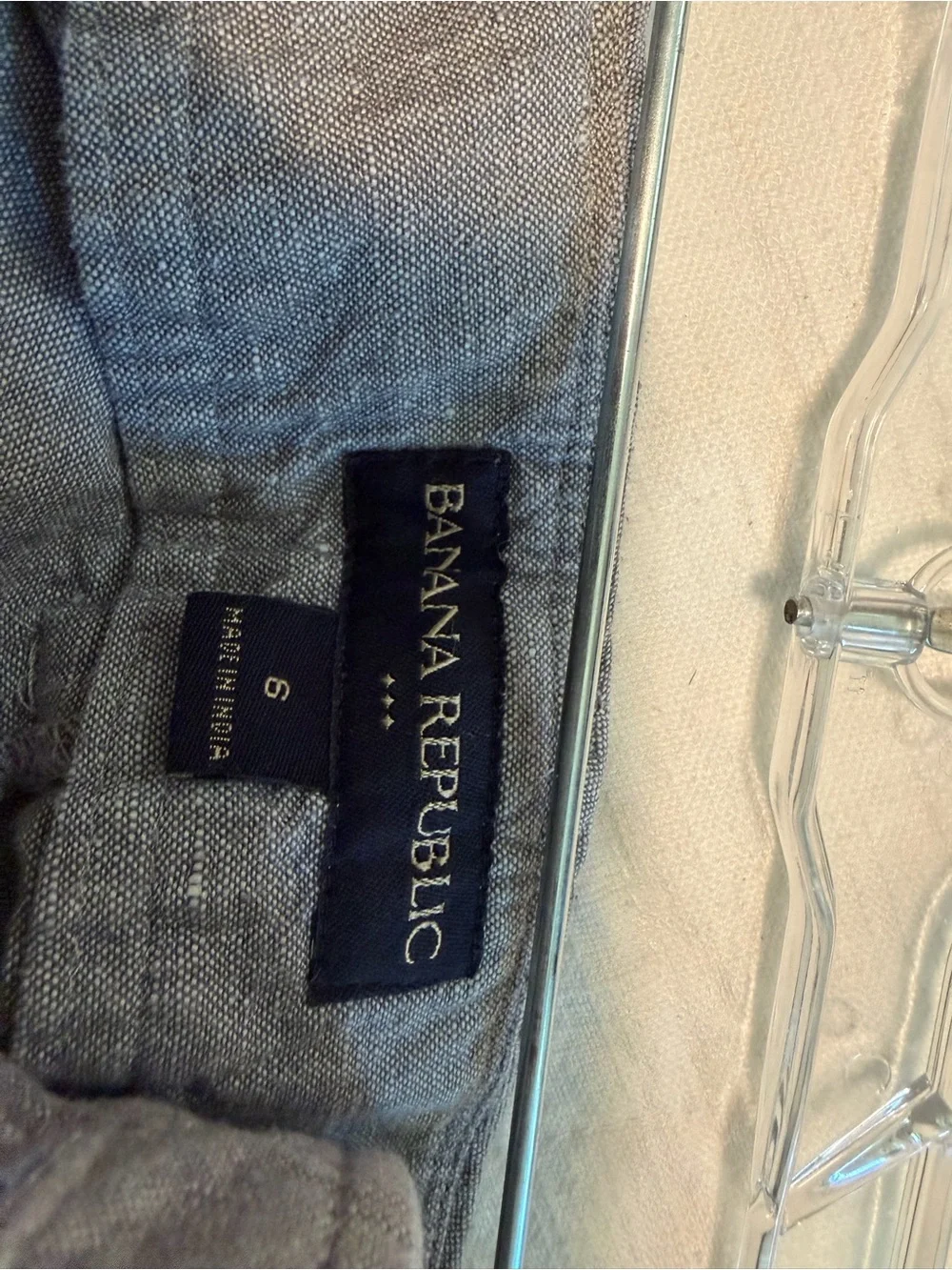 Banana Republic Gray Linen-Blend Chinos - Relaxed Straight Fit Sz 6
